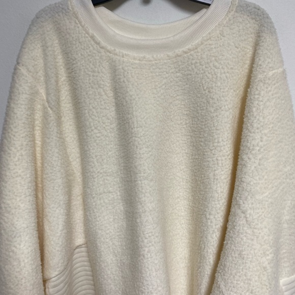 Tahari Sports Sweatshirt Women’s 2 X Ivory Athleisure Back zip Sherpa - Picture 2 of 4